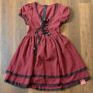 ROMWE Red and Black Checkered Midi Dress